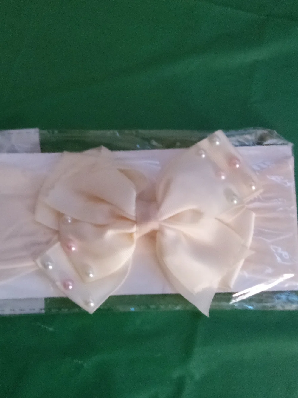 Cream Pearl-Embellished Bow Headband - Women Accessories ( Home )